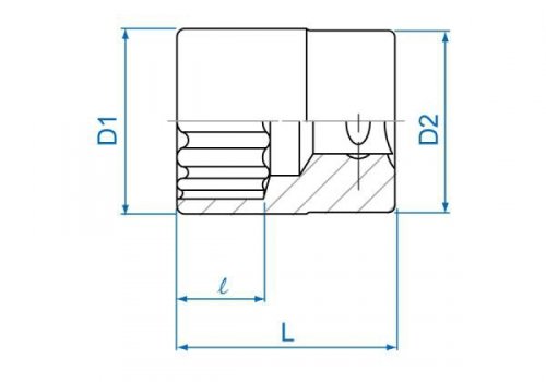 NASADKA KRÓTKA 3/8&quot; CALOWA 7/16&quot; x 27mm 12-kąt. Cr-V King Tony