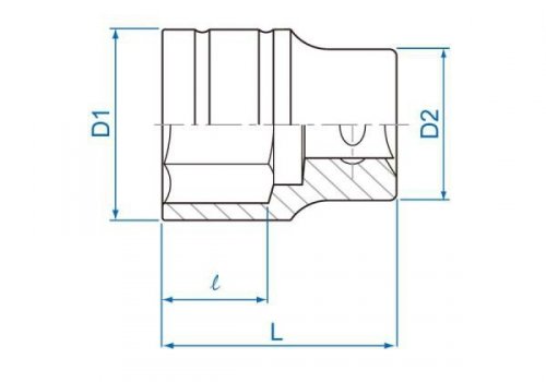 NASADKA KRÓTKA 1/2&quot; 27mm x 42mm, 6-kąt. Cr-v King Tony