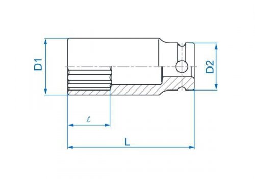 NASADKA DŁUGA UDAROWA CIENKOŚCIENNA 1/2&quot; 15mm x 80mm, 12-kąt King Tony