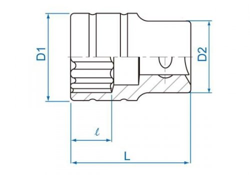 NASADKA KRÓTKA 1/2&quot; CALOWA 1/2&quot; x 37mm 12-kąt. Cr-v King Tony