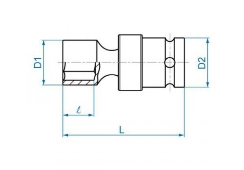 NASADKA KRÓTKA UDAROWA Z PRZEGUBEM 1/2&quot; 22mm x 64mm, 6-kąt King Tony