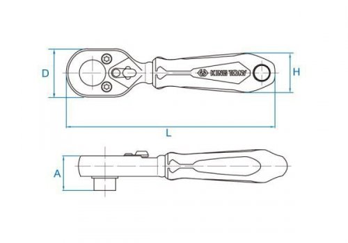 GRZECHOTKA MINI 1/4&quot; 72 ZĘBY Z UCHWYTEM DO BITÓW 1/4&quot; 108mm UCHWYT GUMOWY King Tony