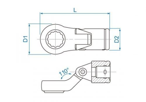 KLUCZ OCZKOWY NASADOWY PRZEGUBOWY 3/8&quot; 8mm, 12-kąt. King Tony