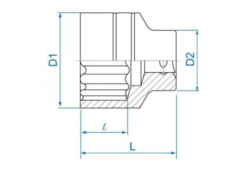 NASADKA KRÓTKA 3/4&quot; CALOWA 1-15/16&quot; x 70mm 12-kąt. Cr-V King Tony