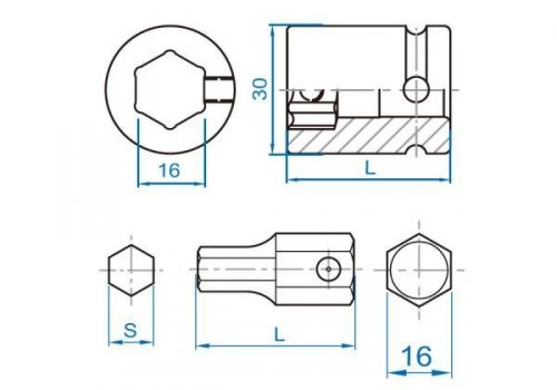 BIT UDAROWY DO UCHWYTU 16mm HEX 17mm King Tony