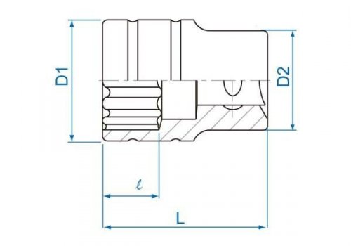 NASADKA KRÓTKA 1/2&quot; 21mm x 38mm 12-kąt. Cr-v King Tony