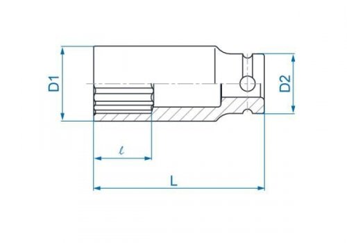 NASADKA DŁUGA UDAROWA 1/2&quot; 16mm x 80mm, 12-kąt King Tony