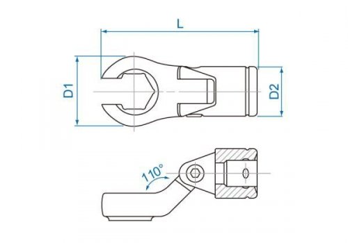 KLUCZ NASADOWY PRZEGUBOWY 3/8&quot; DO PRZEWODÓW HAMULCOWYCH 9mm King Tony
