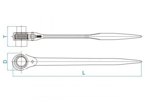 DWUSTRONNY KLUCZ NASADKOWY Z GRZECHOTKĄ 32x36mm, DŁ. 450mm King Tony