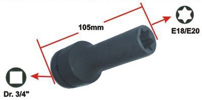 NASADKA UDAROWA 3/4&quot; TORX E18, DŁUGA 105mm (MAN, CYLINDER HGV) H.C.B