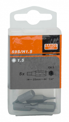 Bit 1/4&quot; do śrub imbusowych 1.5x25 mm, 5 szt. BAHCO