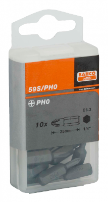 Bit 1/4&quot; PH0x25 mm, 10 szt. BAHCO