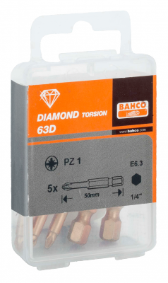 Bit diamentowy 1/4&quot; PZ1x50 mm, 5 szt BAHCO