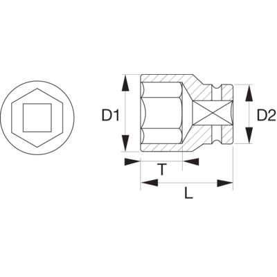 Nasadka udarowa 1/2&quot; 6-kątna 9 mm BAHCO