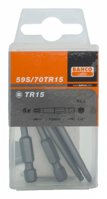 Bit 1/4&quot; do śrub TORX, z otworem centrującym TR20x70 mm, 5 szt. BAHCO