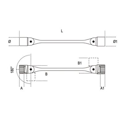 Klucz nasadowy przegubowy dwustronny 12-kątny 10x11 mm, 80 Beta