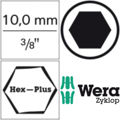 Wkrętakowa końcówka wym. 3/8&quot;3,0x 35mm do śrub z gniazdem 6-k. z funkcją przytrzym.Wera