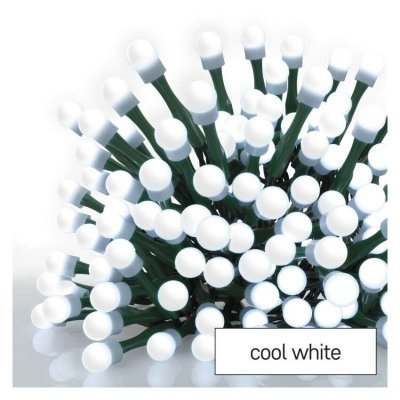 Lampki choinkowe 100 LED cherry 5m zimna biel, zielony przewód, IP20