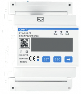 Licznik energii, 3-fazowy, 3p4w; wyświetlacz LCD; pomiar półpośredni, przekładniki 100A/40mA; komunikacja FE (Fast Ethernet); mo