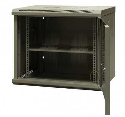 Szafa wisząca niedzielona 19&#039;&#039; 9U, niezmontowana, drzwi blacha/ szkło, 600x450x500mm szer./gł./wys. (w zestawie: półka