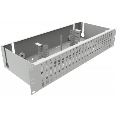 Przełącznica niewysuwana 19&quot; 3U 72xSC simplex (SC Simplex / E2000 / MTRJ / LC Duplex), szara, w zestawie dławiki