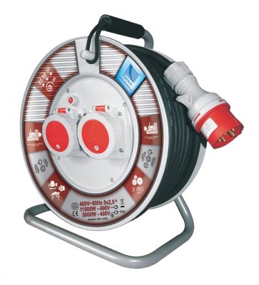 Przedłużacz na bębnie plastikowym, fi340, przewód H05RR-F 5x2,5mm2 - 35m, B.1107-35, Pawbol