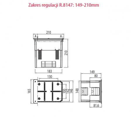 Puszka do złącza odgromowego 165x210x151-224mm głęboka R.8147 Pawbol