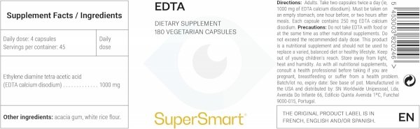 EDTA 250mg 1000mg- 180 kapsułek, Detox, Cardiovascular - Effective chelator