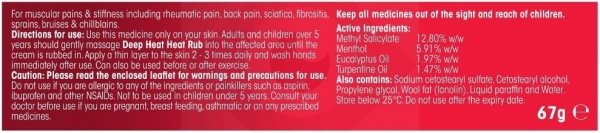 DEEP HEAT 67g maść rozgrzewająca krem przeciwbólowy przeciwzapalny