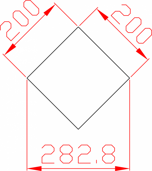 Płytka fazowana lustro srebrne kwadrat 200mm x 200mm (przekątna 282,8)