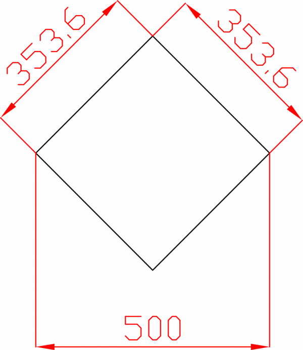 Płytka fazowana lustro srebrne kwadrat 353,6mm x 353,6mm (przekątna 500mm)