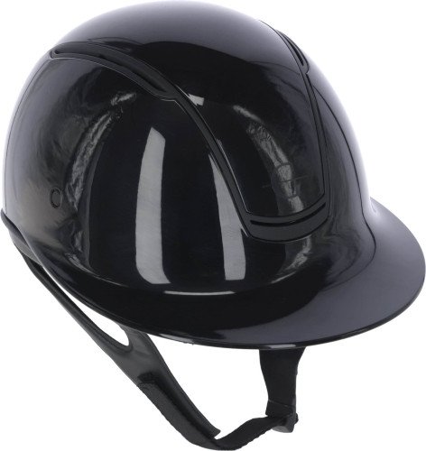Kask Jeździecki z szerokim daszkiem Covalliero Eclipse Polo Shiny - czarny