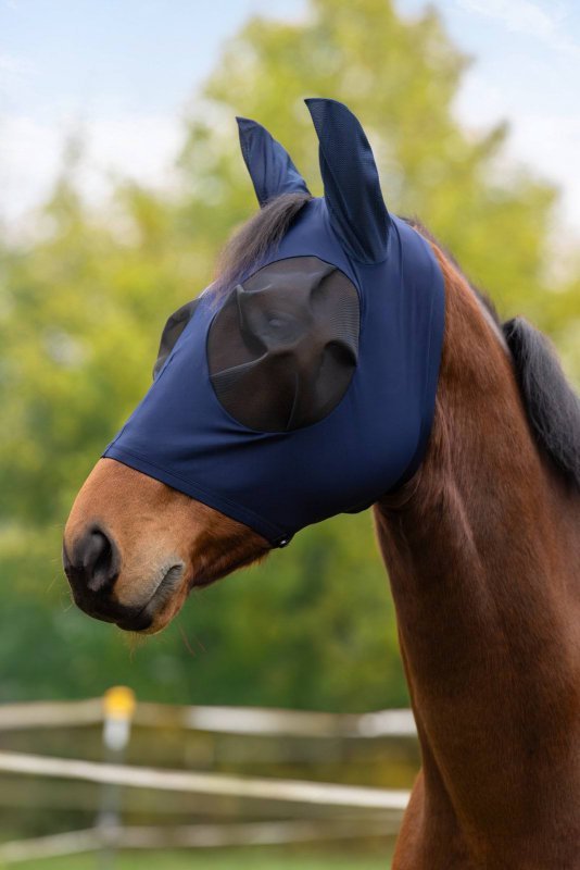 Maska przeciwowadowa dla konia FinoStretch Zipper, niebieski, Covalliero