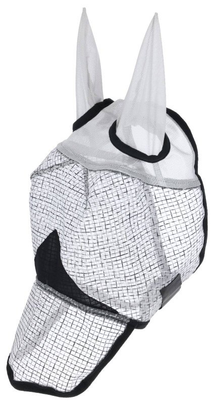 Maska przeciwowadowa dla konia z ochroną UV i osłoną na nozdrza - Covalliero - beżowa