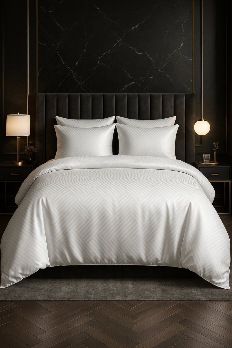 Pościel satyna ADAMASZEK geometryczny 160x200 wz. 01 biały