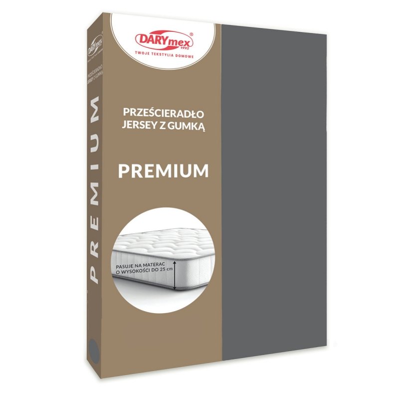 Prześcieradło Jersey PREMIUM na wysoki materac 220x200 na gumkę wz. 037 szary