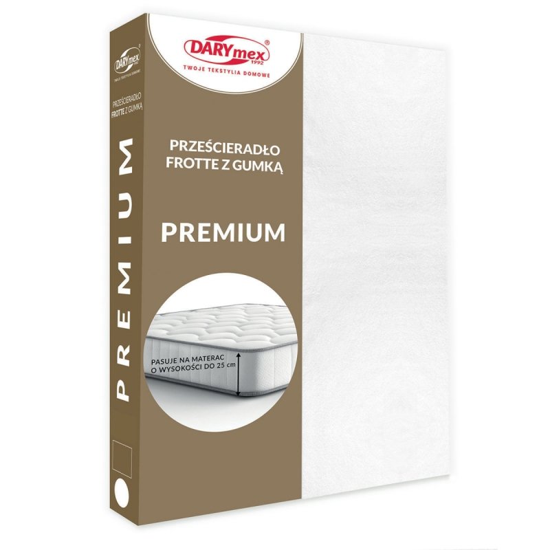 Prześcieradło Frotte PREMIUM na wysoki materac 140x200 na gumkę wz. 001 biały