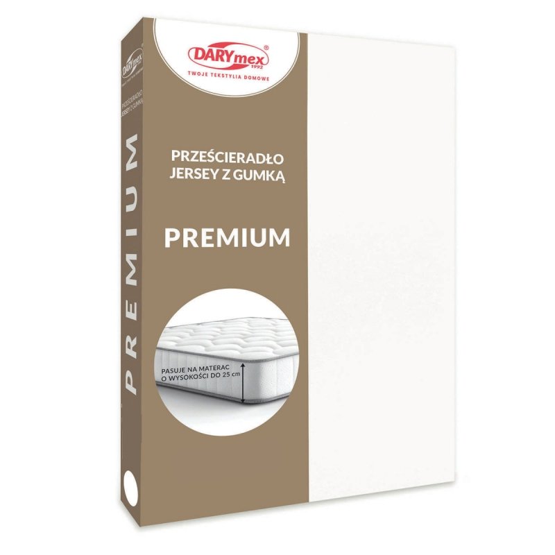Prześcieradło Jersey PREMIUM na wysoki materac 220x200 na gumkę wz. 001 biały