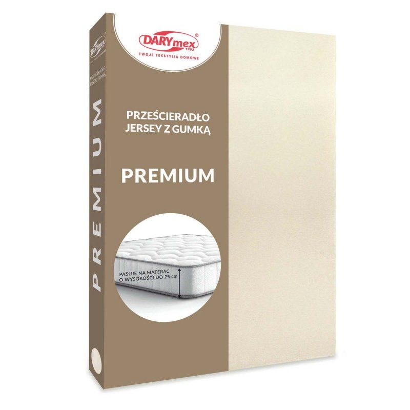 Prześcieradło Jersey PREMIUM na wysoki materac 90x200 na gumkę wz. 047 jasny beż