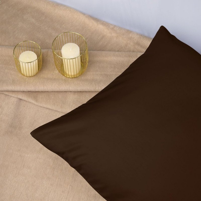 Poszewka na poduszkę 50x60 - 100% bawełna satynowa DARYMEX, zapięcie na zamek wz. brązowy