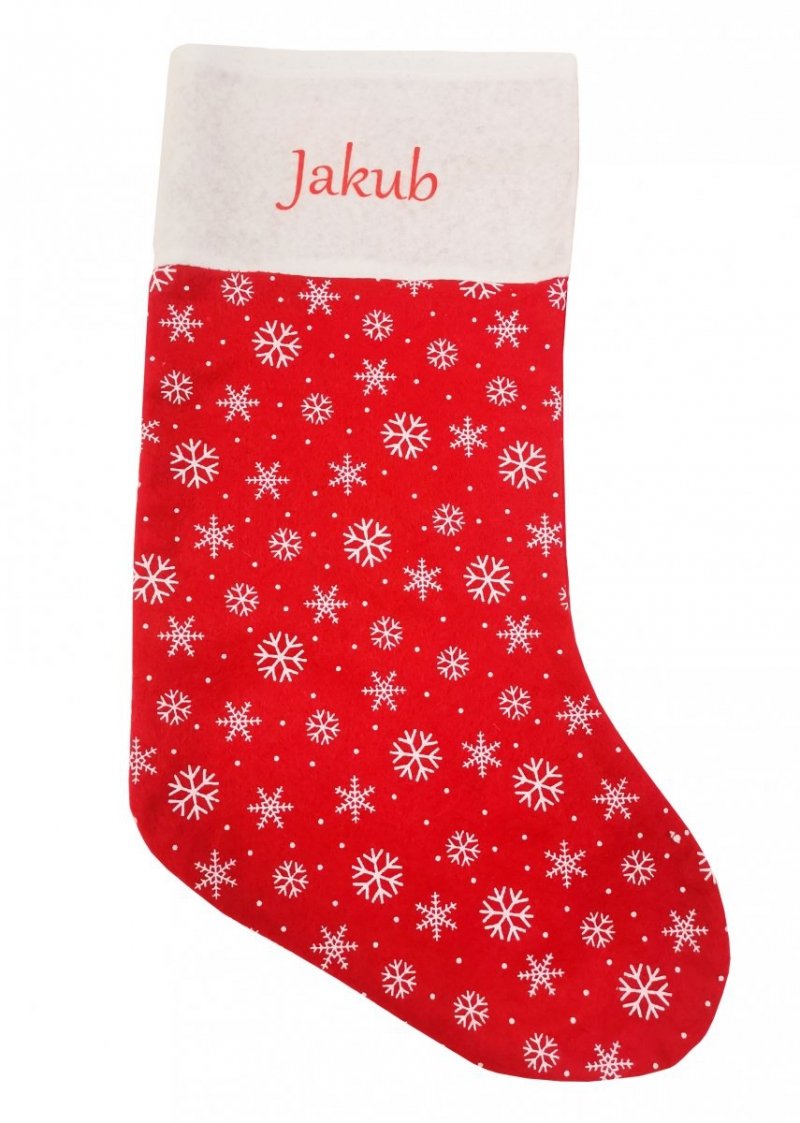 Skarpeta świąteczna Mikołaj na prezenty 35cm z Twoim imieniem, nadruk