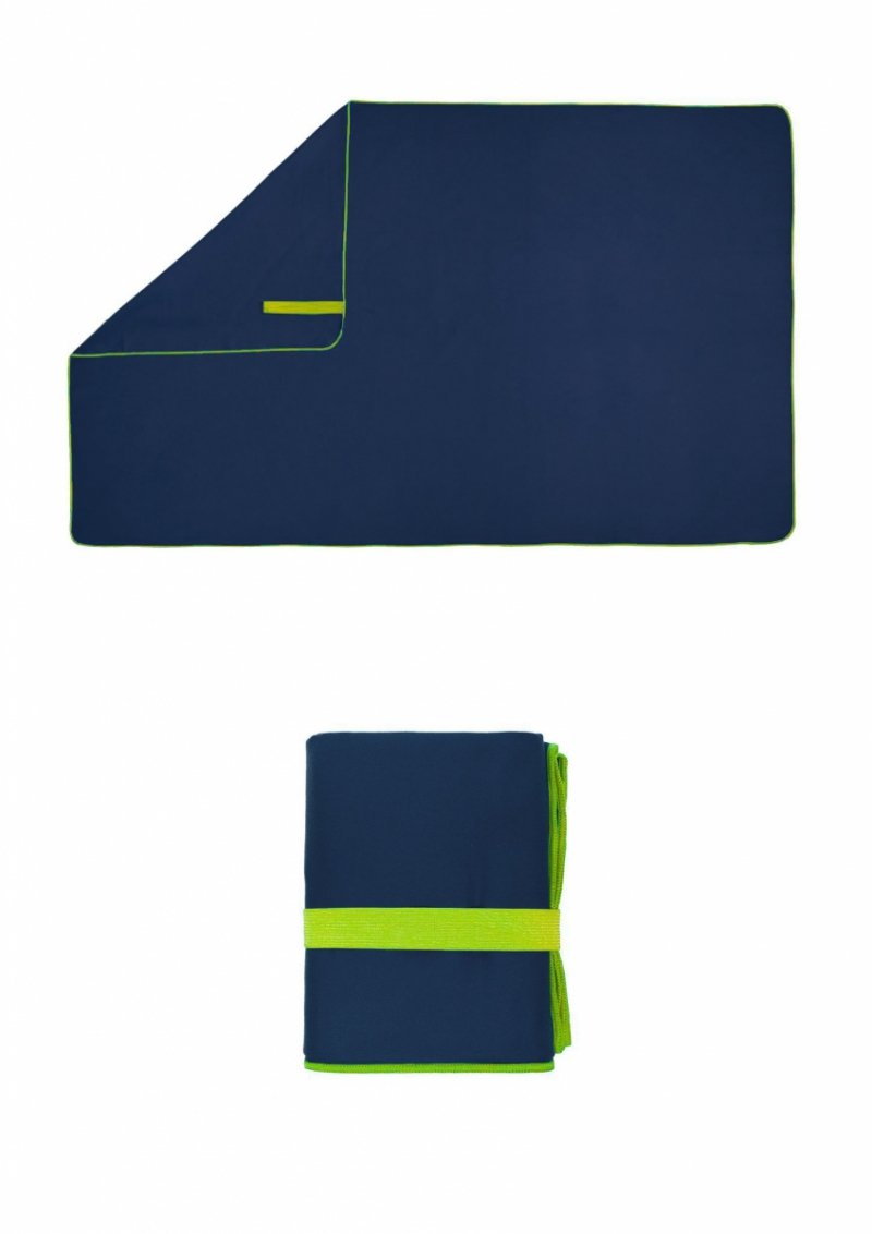 Ręcznik FITNESS mikrofibra 80x130 Granat / obszycie limonkowe