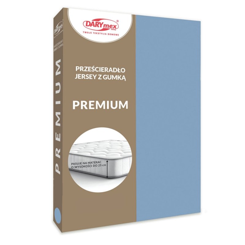 Prześcieradło Jersey PREMIUM na wysoki materac 120x200 na gumkę wz. 009 niebieski