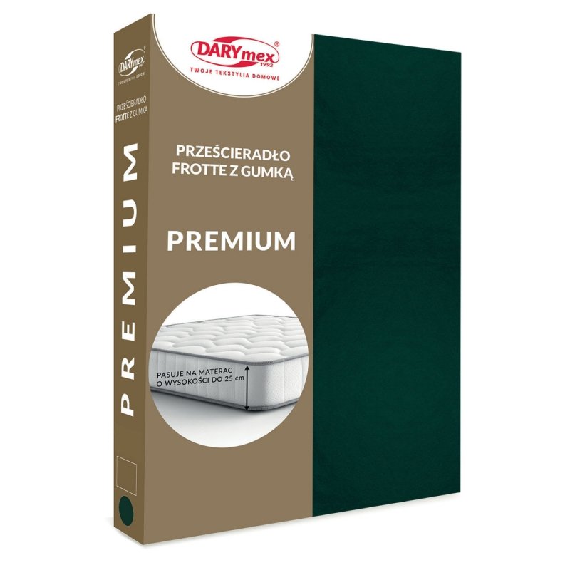 Prześcieradło Frotte PREMIUM na wysoki materac 220x200 na gumkę wz. 036 zieleń butelkowa