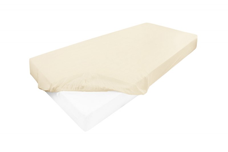 Prześcieradło PREMIUM jersey z lycrą na wysoki materac 140x200 z gumką wz. 02A kremowy