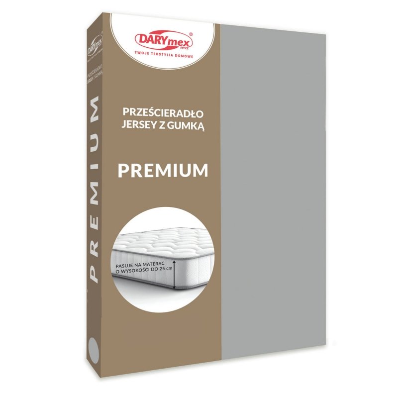 Prześcieradło Jersey PREMIUM na wysoki materac 180x200 na gumkę wz. 024 popiel