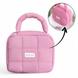 Kosmetyczka damska pikowana kuferek z rączką 21 x 17 x 8cm KS139R