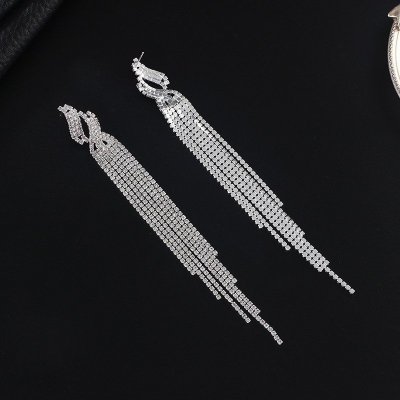 KOLCZYKI Długie 15,6 cm Ozdobne cyrkonie sztyft K1694
