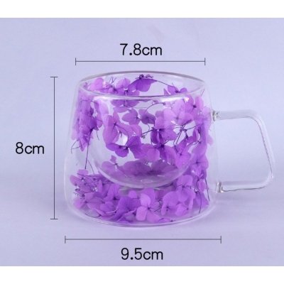 Szklanka termiczna z hortensją w środku fiolet 180 ml 1szt SZK76