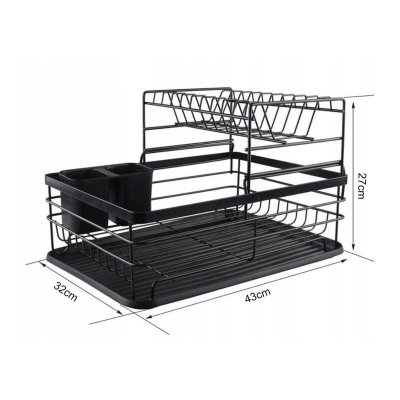 Suszarka do naczyń ociekacz z tacką czarny 42 x 32 cm SU04CZ